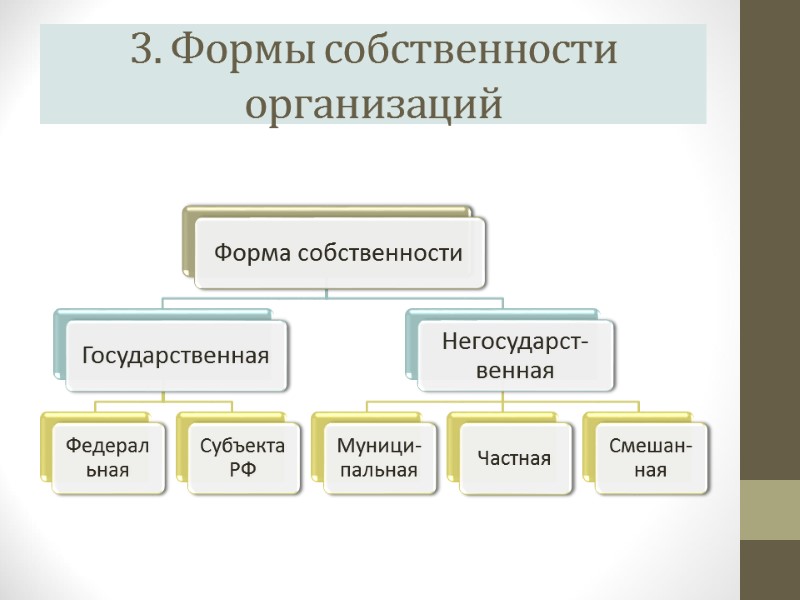 3. Формы собственности  организаций